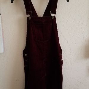 Burgundy corduroy overall dress size S